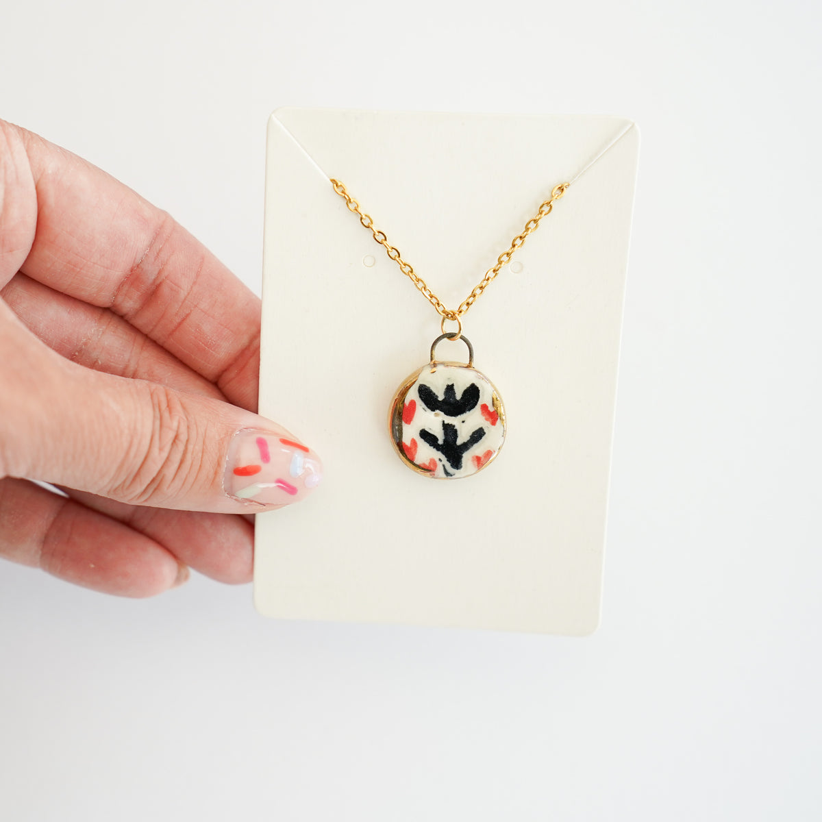 22k Gold Black Tulip Necklace